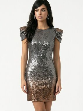 JULIA JORDAN | Ombré Bronze to Silver Dress Size 2